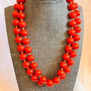 Elegant Red Genuine Lucite Beaded Necklace, 16”